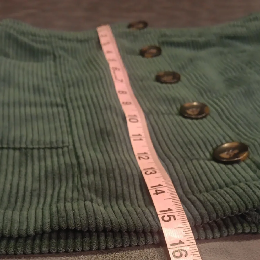 Topshop Dark Green Corduroy Button Front Mini Skirt